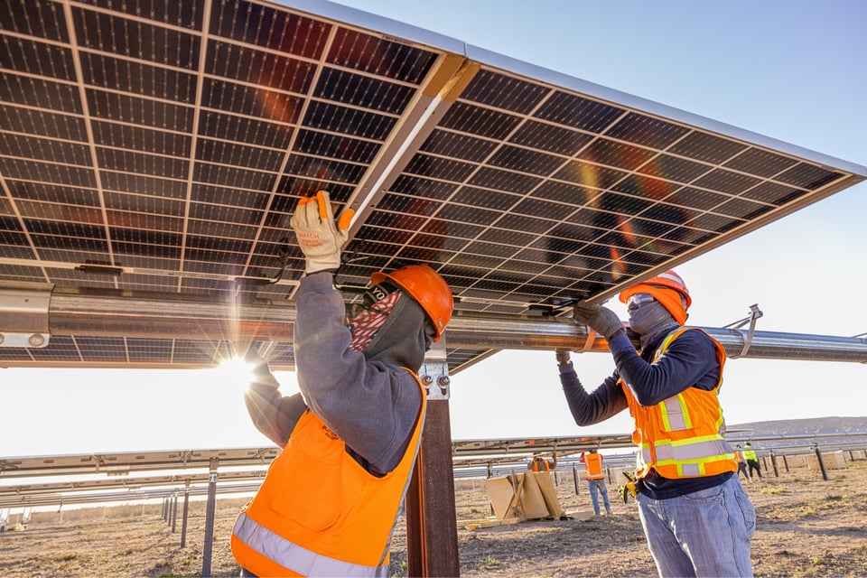 blattner employees installing solar panels