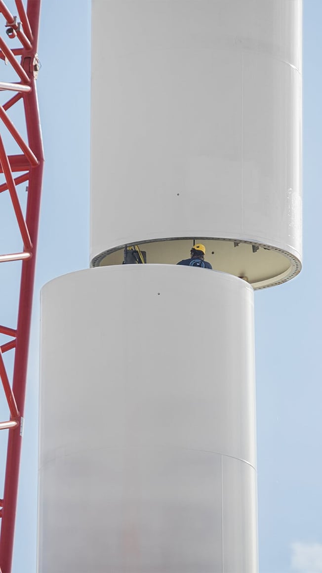 720x1280 Wind turbine tower under construction